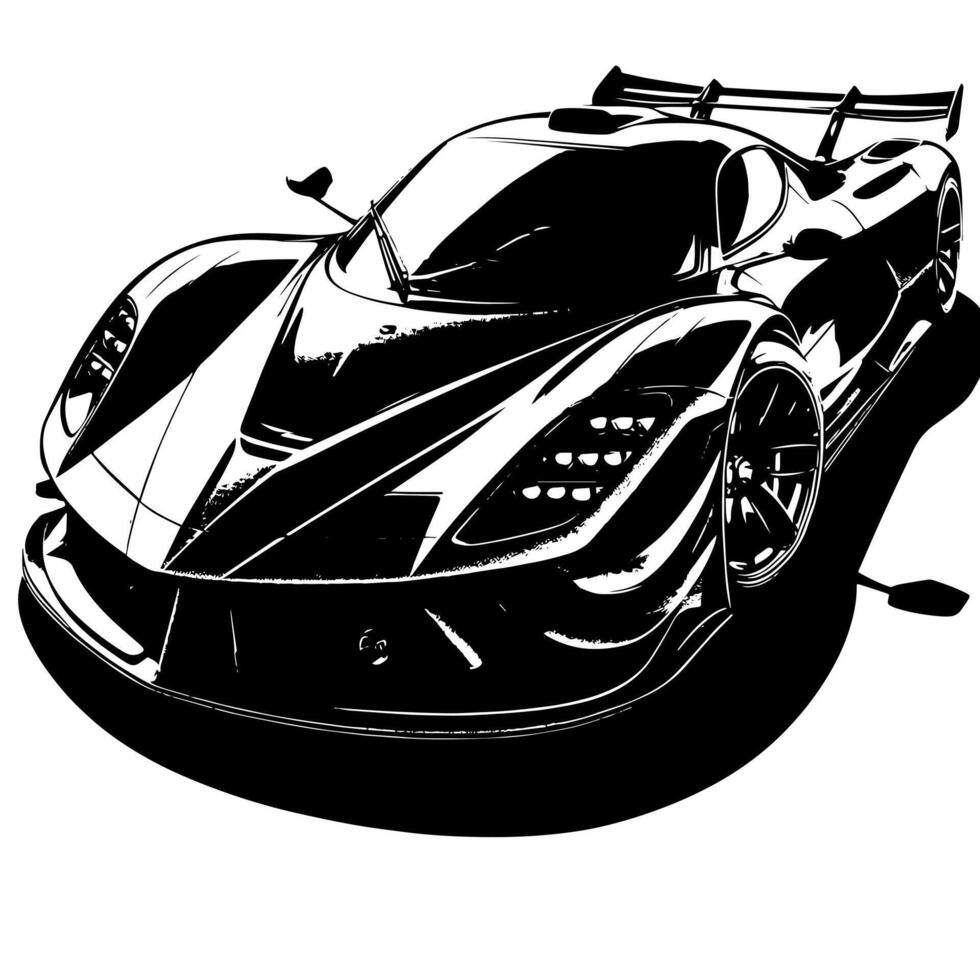 schwarz und Weiß Illustration von ein Hyperauto Sport Auto vektor