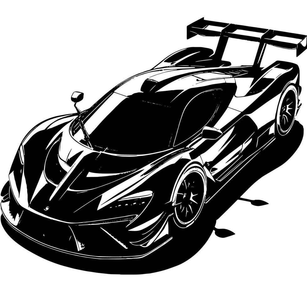 schwarz und Weiß Illustration von ein Hyperauto Sport Auto vektor