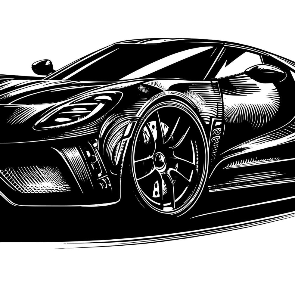 schwarz und Weiß Illustration von ein Hyperauto Sport Auto vektor