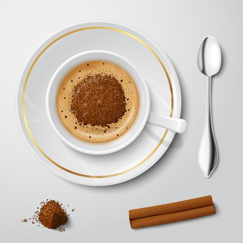 Realistisk vit kopp med cappuccino vektor