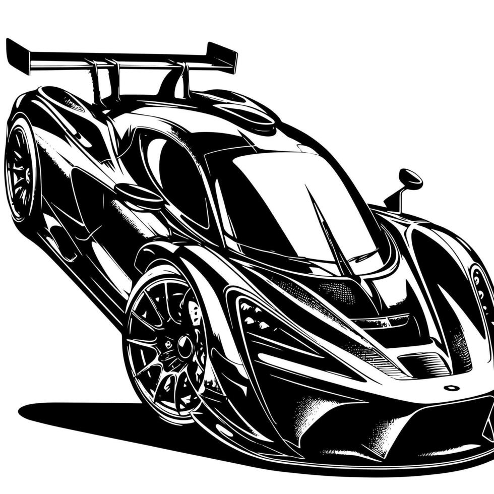 schwarz und Weiß Illustration von ein Hyperauto Sport Auto vektor