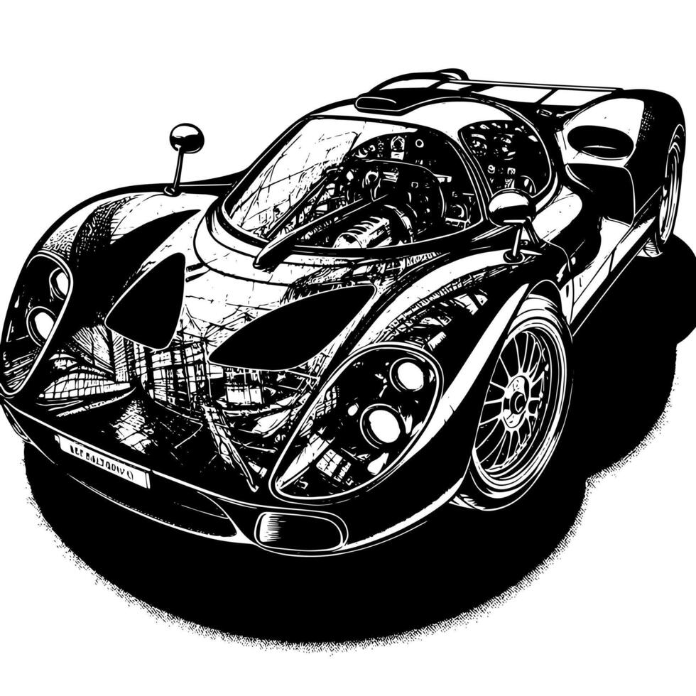 schwarz und Weiß Illustration von ein Hyperauto Sport Auto vektor