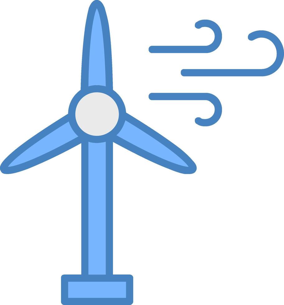 Wind Turbine Linie gefüllt Blau Symbol vektor