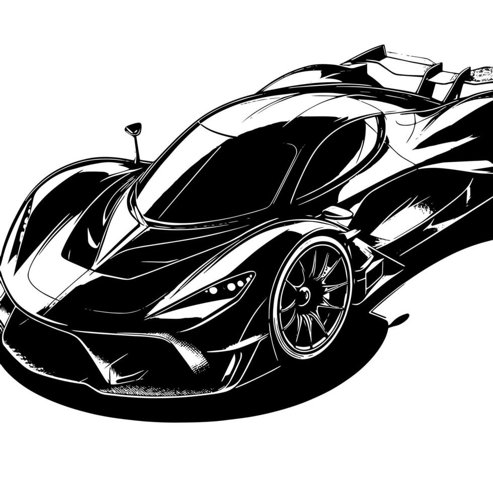 schwarz und Weiß Illustration von ein Hyperauto Sport Auto vektor