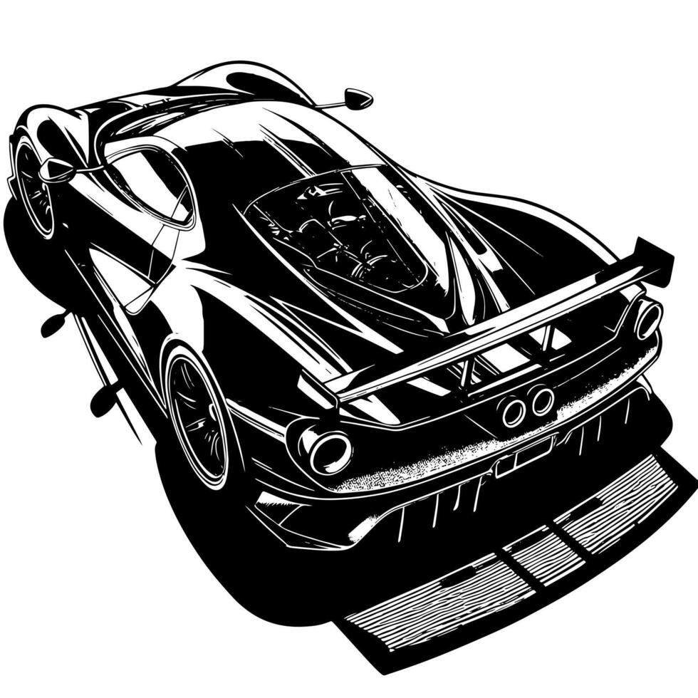 schwarz und Weiß Illustration von ein Hyperauto Sport Auto vektor