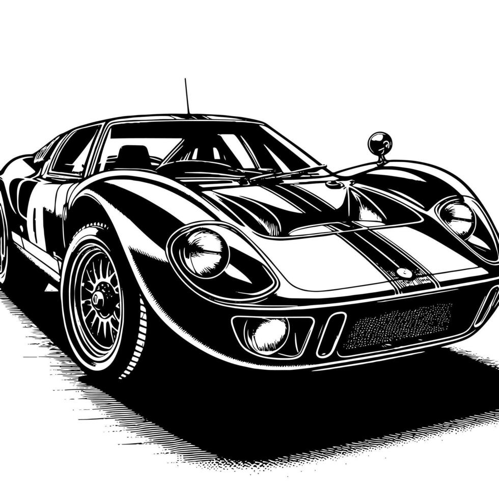 schwarz und Weiß Illustration von ein Hyperauto Sport Auto vektor