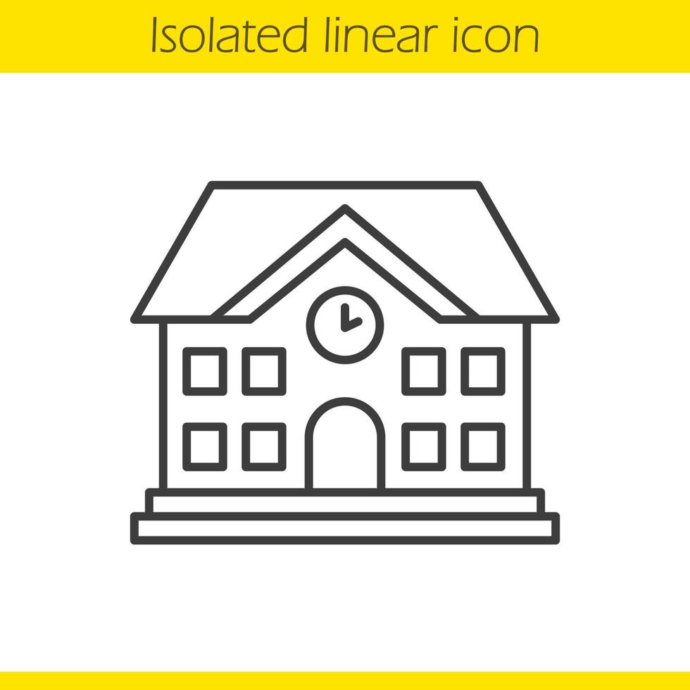 Lineares Symbol für Schulgebäude. dünne Linie Abbildung. Kontursymbol. Vektor isolierte Umrisszeichnung