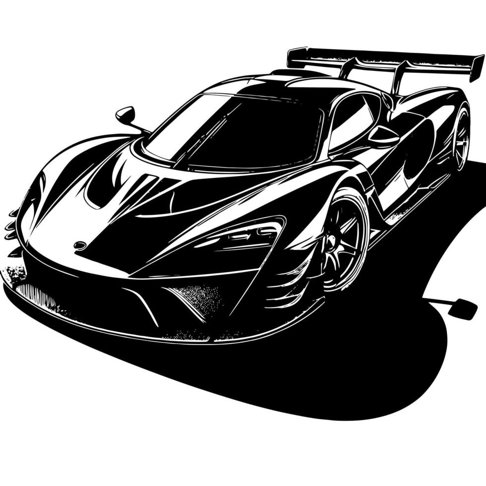 schwarz und Weiß Illustration von ein Hyperauto Sport Auto vektor