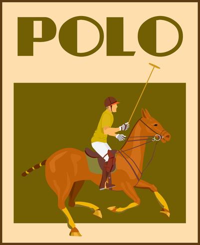 Polo spelare på hästaffisch vektor