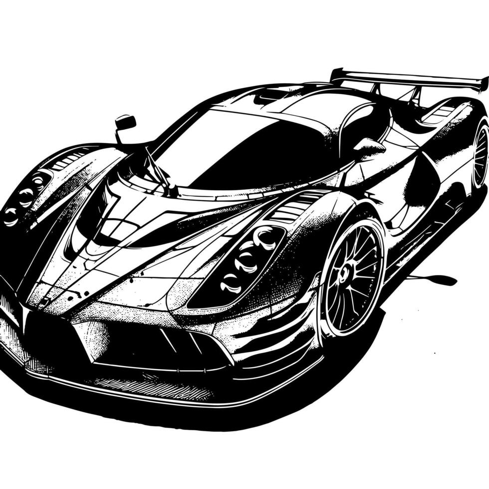 schwarz und Weiß Illustration von ein Hyperauto Sport Auto vektor