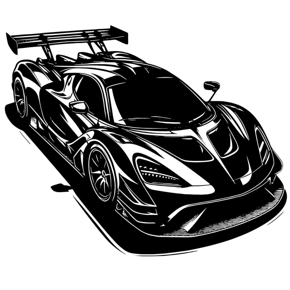 schwarz und Weiß Illustration von ein Hyperauto Sport Auto vektor