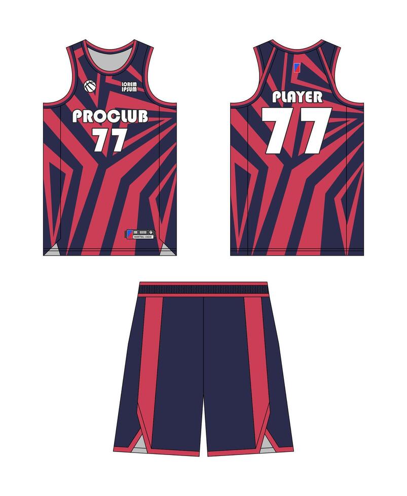 Jersey Basketball Vorlage Design. Basketball Uniform Attrappe, Lehrmodell, Simulation Design. Konzept Design Basketball Jersey. vektor