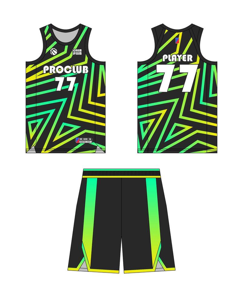 Jersey Basketball Vorlage Design. Basketball Uniform Attrappe, Lehrmodell, Simulation Design. Konzept Design Basketball Jersey. vektor