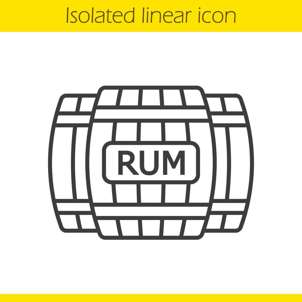 Rum Holzfässer lineares Symbol. dünne Linie Abbildung. Kontursymbol. Holzfässer mit Alkohol. Vektor isolierte Umrisszeichnung