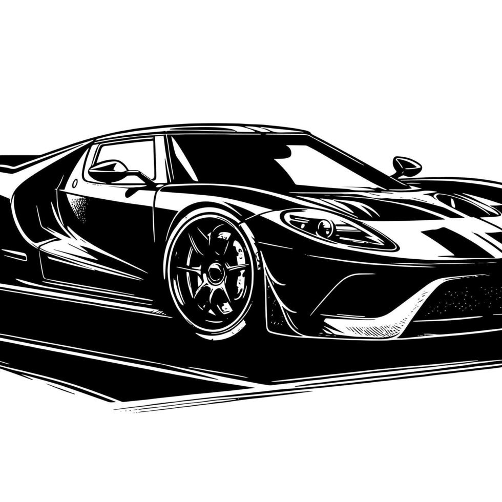 schwarz und Weiß Illustration von ein Hyperauto Sport Auto vektor