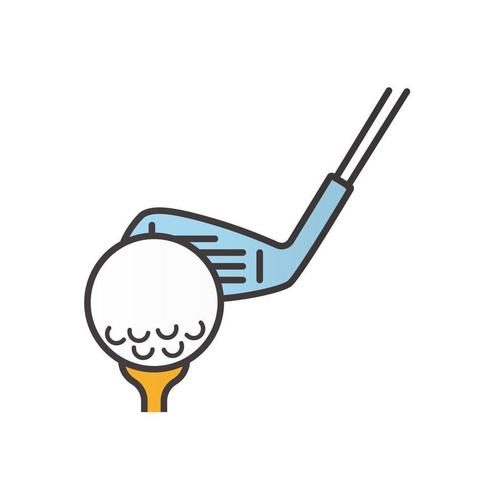 golfboll på tee med klubbfärgikon. putter. isolerade vektor illustration
