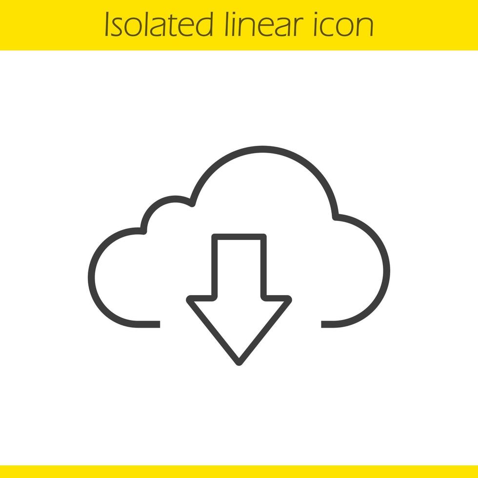 Cloud-Speicherdateien laden lineares Symbol herunter. dünne Linie Abbildung. Cloud-Computing-Kontursymbol. Vektor isolierte Umrisszeichnung