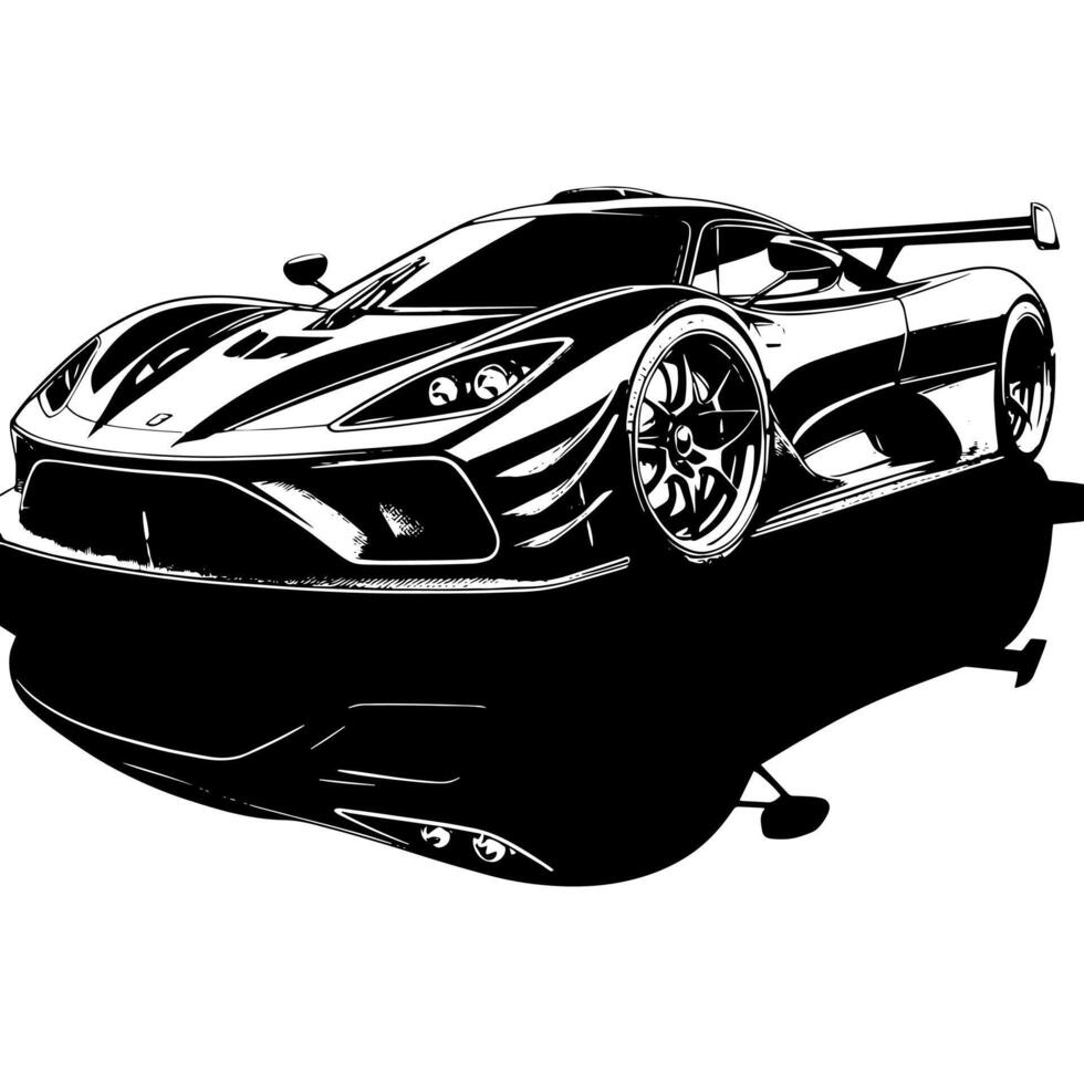 schwarz und Weiß Illustration von ein Hyperauto Sport Auto vektor