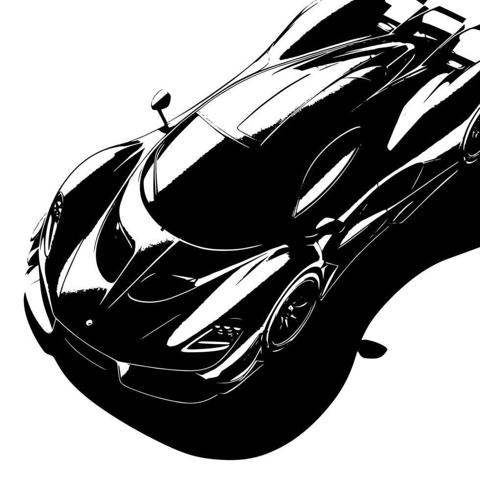 schwarz und Weiß Illustration von ein Hyperauto Sport Auto vektor