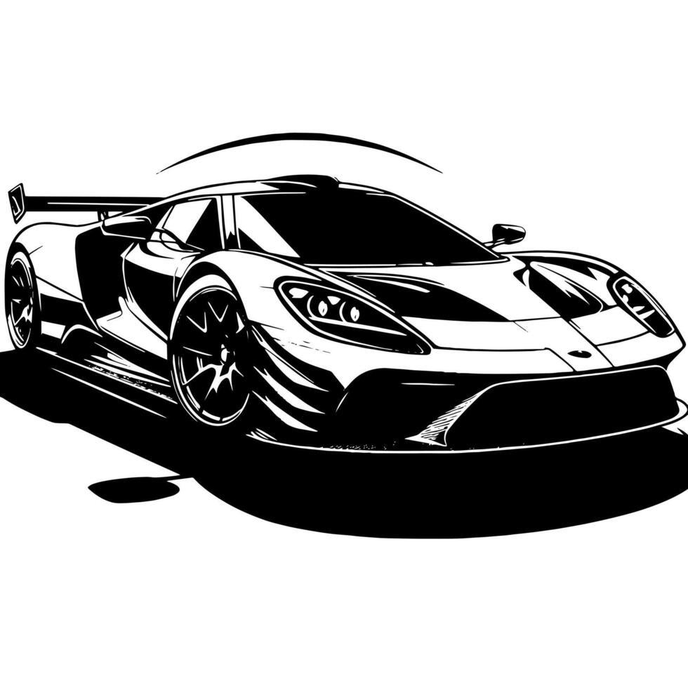 schwarz und Weiß Illustration von ein Hyperauto Sport Auto vektor