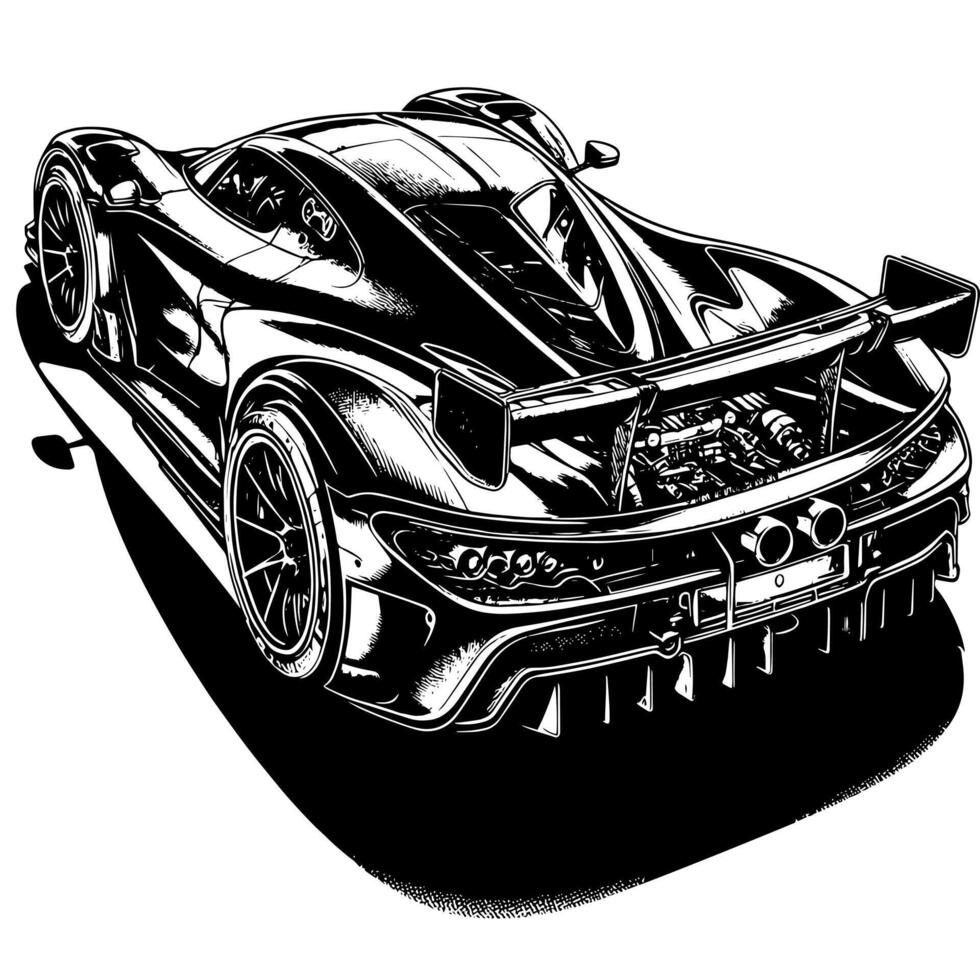 schwarz und Weiß Illustration von ein Hyperauto Sport Auto vektor