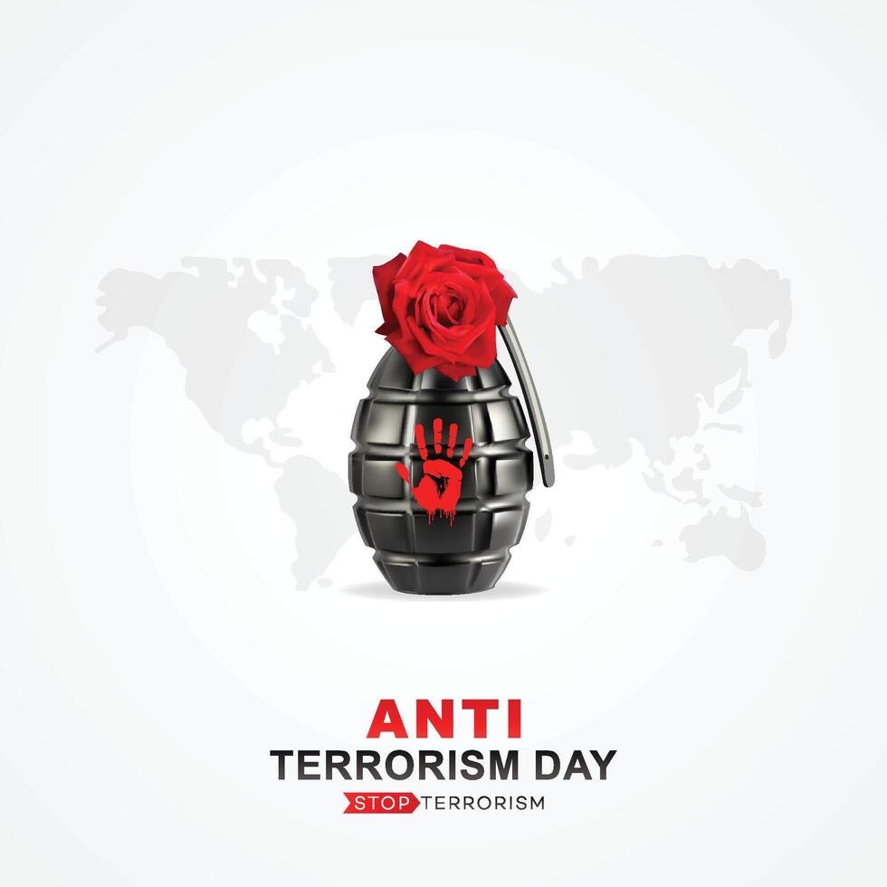 anti terrorism dag affisch, bakgrund, posta. och. kort. 21 Maj. värld. terrorism dag, affisch, vektor