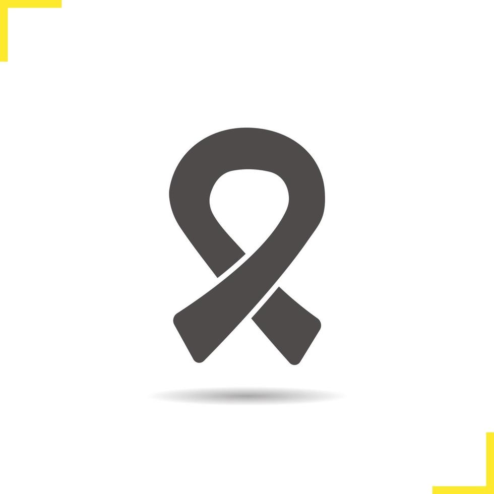 Bewusstseinsband-Symbol. Schlagschatten-Silhouette-Symbol. Welt-Aids-Tag-Emblem. HIV-Band. negativen Raum. isolierte Vektorgrafik vektor