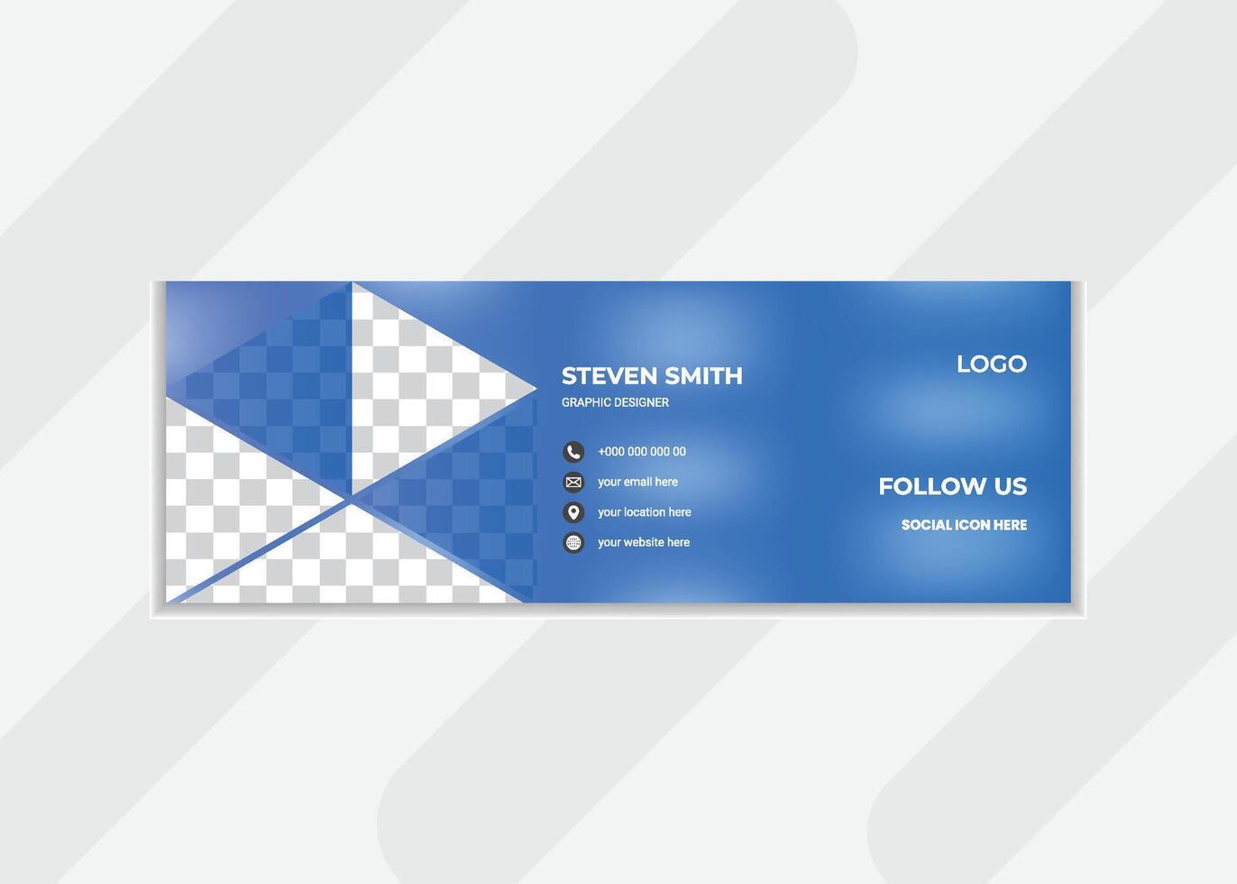 kreativ modern einzigartig Email Unterschrift oder anklickbar Unterschrift Design mit Blau Farbe. ästhetisch Email Unterschrift Design mit geometrisch Formen Kombination. vektor