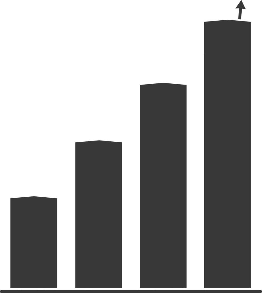 Silhouette Infografik Bar Graph Wachstum 2d Objekt schwarz Farbe nur vektor