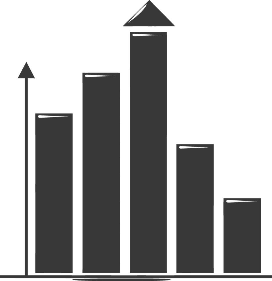 Silhouette Infografik Bar Graph Wachstum 2d Objekt schwarz Farbe nur vektor