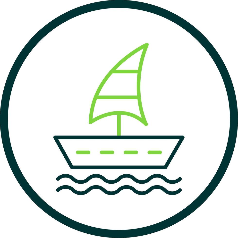 segling båt linje cirkel ikon design vektor