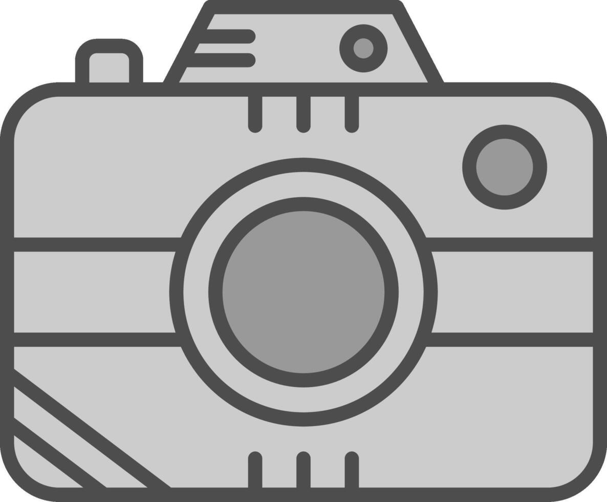 Foto kamera linje fylld gråskale ikon design vektor