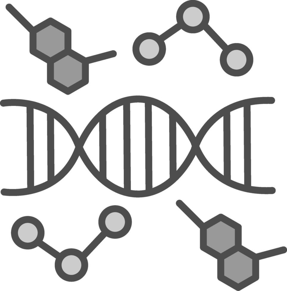 DNA Linie gefüllt Graustufen Symbol Design vektor