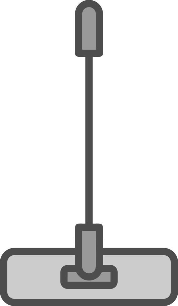 Mopp Linie gefüllt Graustufen Symbol Design vektor