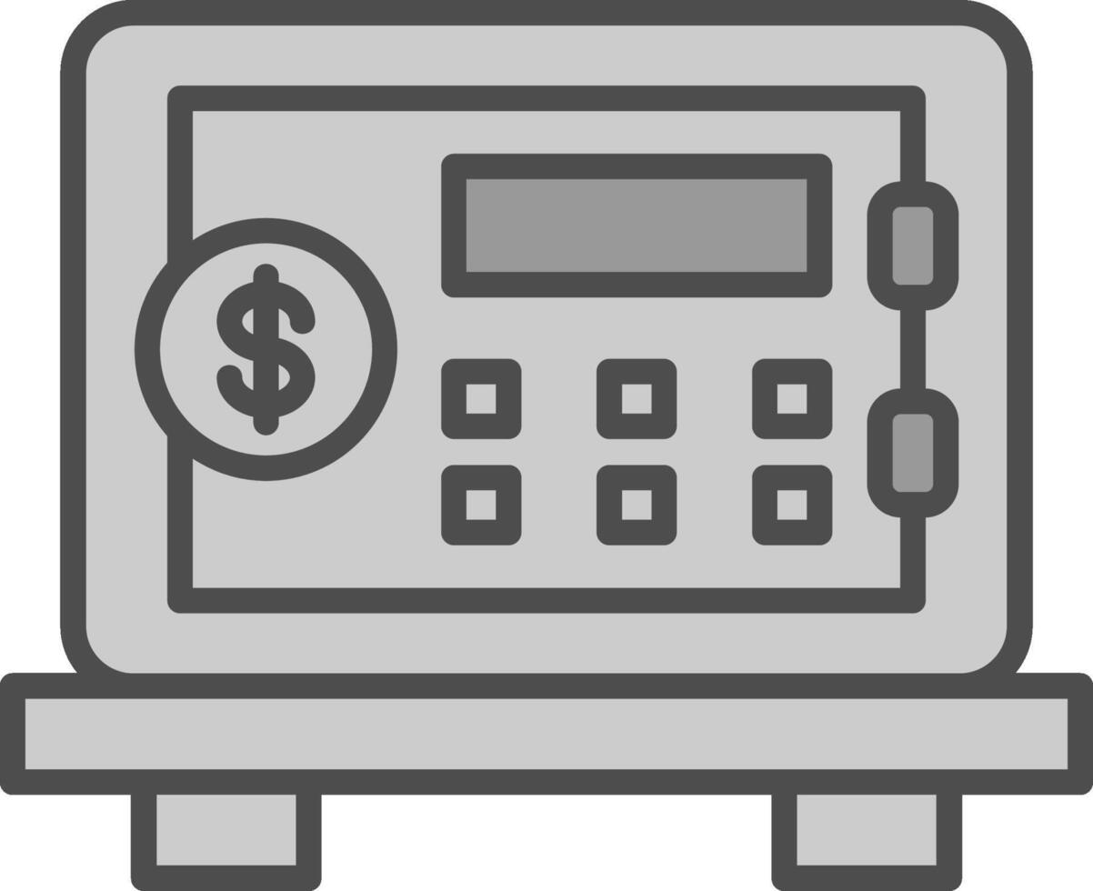 säkerhet låda linje fylld gråskale ikon design vektor