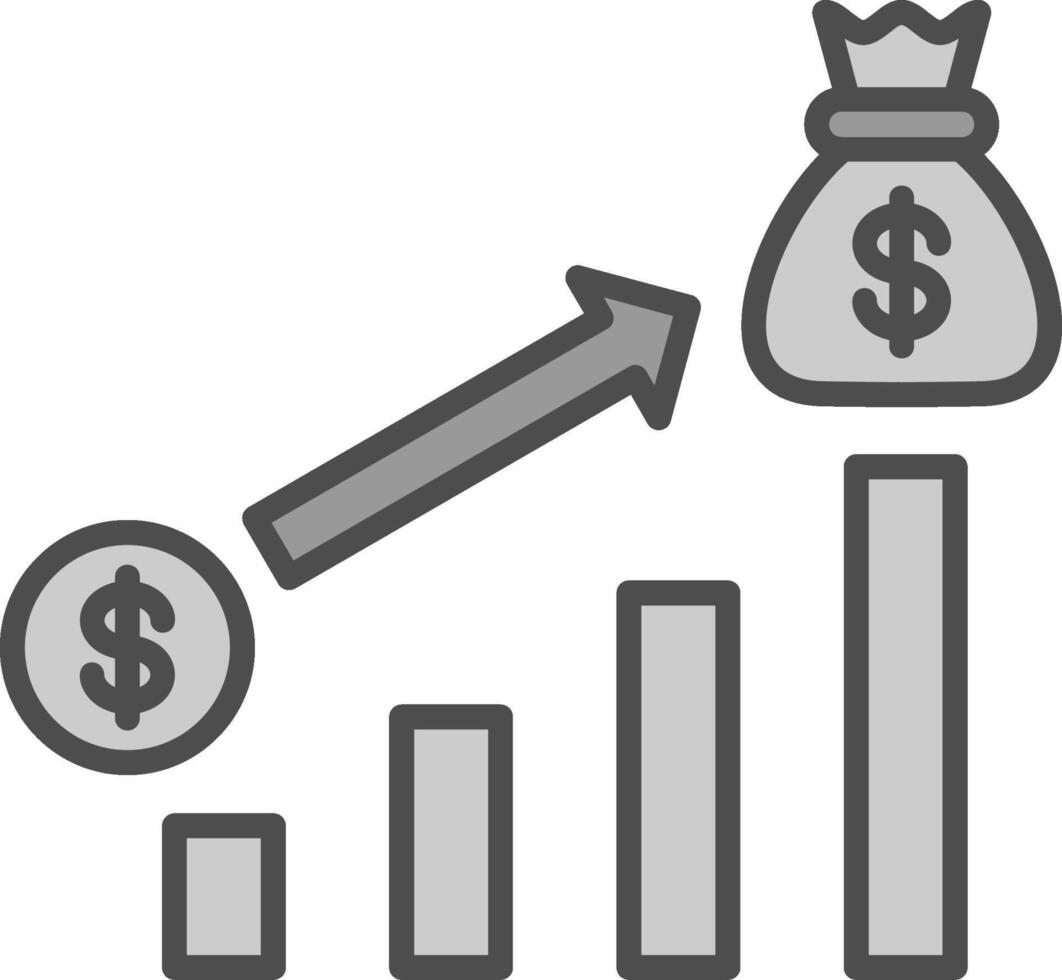 Geld Wachstum Linie gefüllt Graustufen Symbol Design vektor