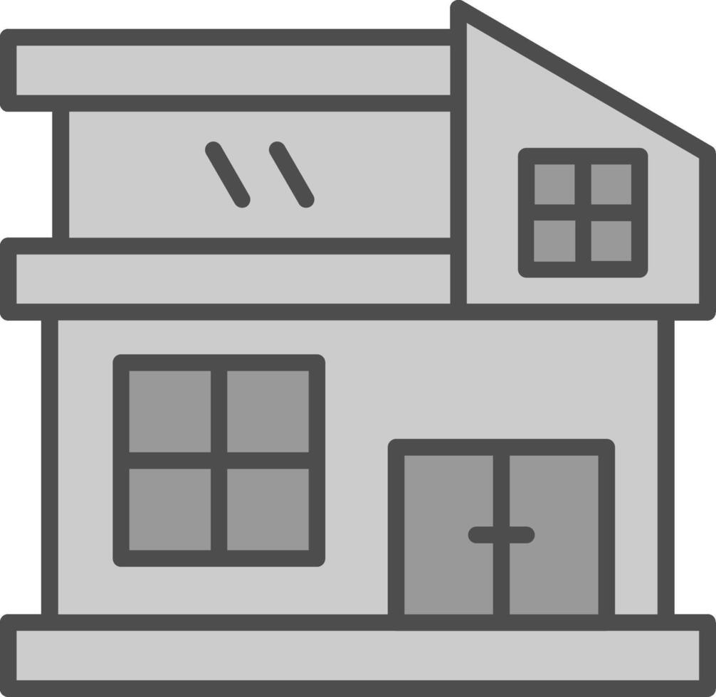 modern hus linje fylld gråskale ikon design vektor