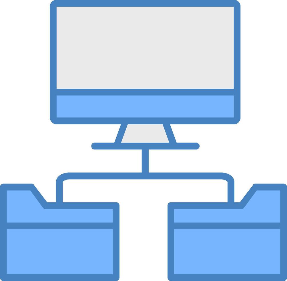 mappar nätverk strukturera linje fylld blå ikon vektor