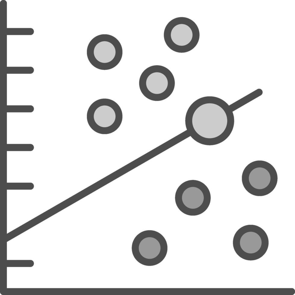 streuen Graph Linie gefüllt Graustufen Symbol Design vektor