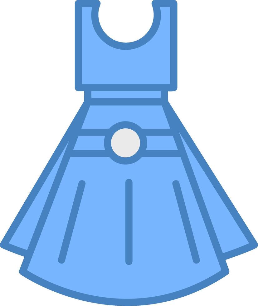 klänning linje fylld blå ikon vektor