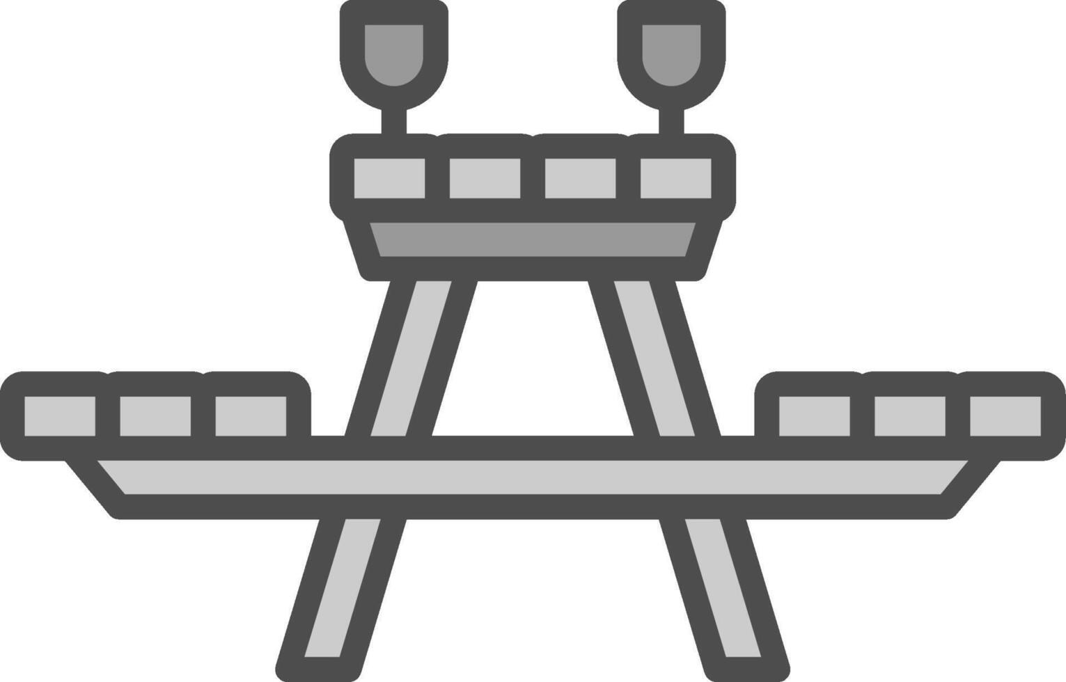 picknick tabell linje fylld gråskale ikon design vektor