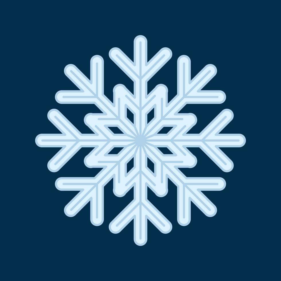 Schneeflocke. flacher Stil. Weihnachten und Winter traditionelles Symbol für Logo, Druck, Aufkleber, Emblem, Abzeichen, Gruß- und Einladungskartendesign und Dekoration vektor