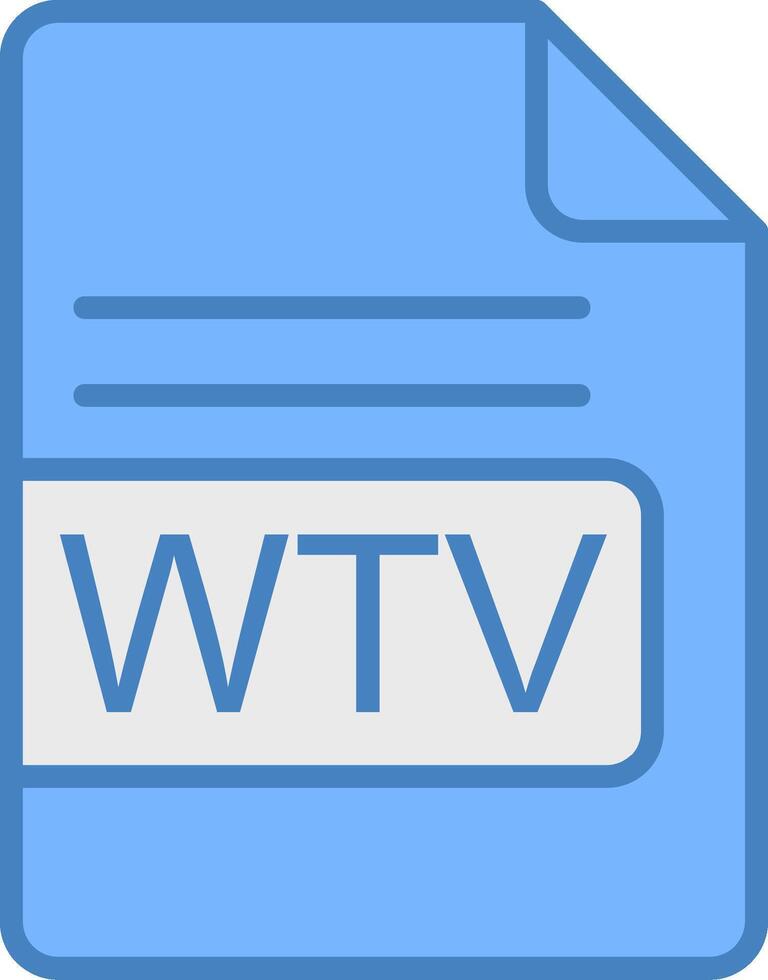 wtv Datei Format Linie gefüllt Blau Symbol vektor