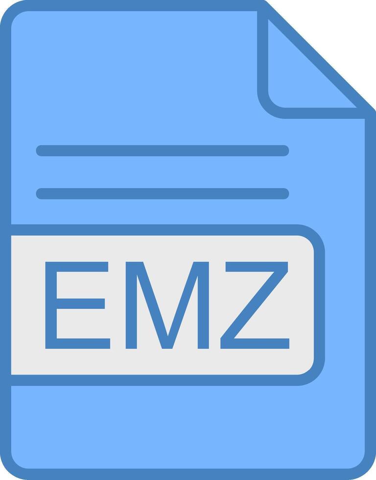 emz Datei Format Linie gefüllt Blau Symbol vektor