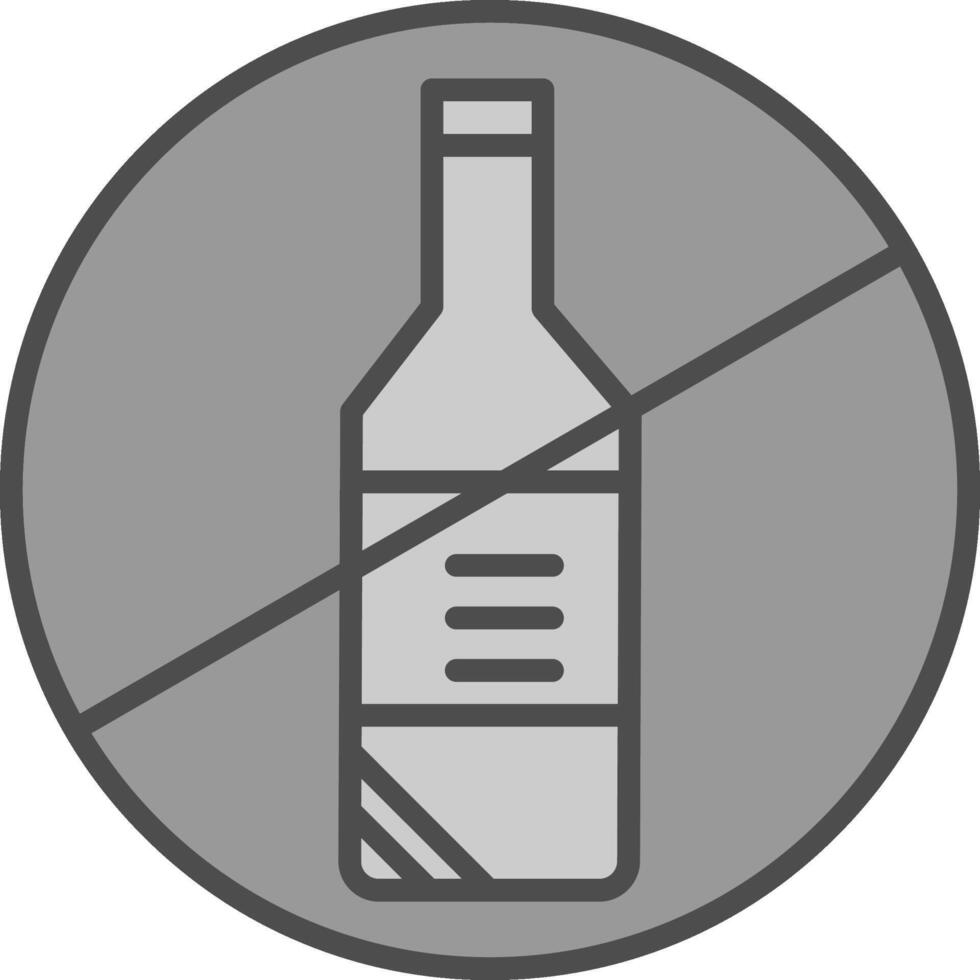 Nej alkohol linje fylld gråskale ikon design vektor