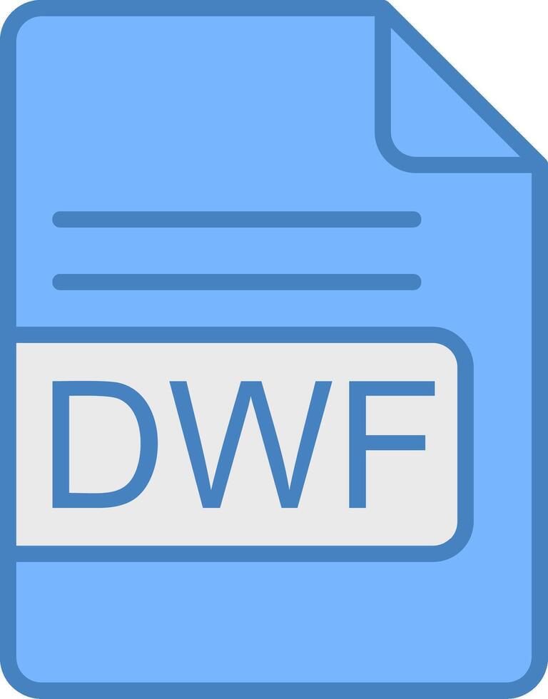 dwf Datei Format Linie gefüllt Blau Symbol vektor