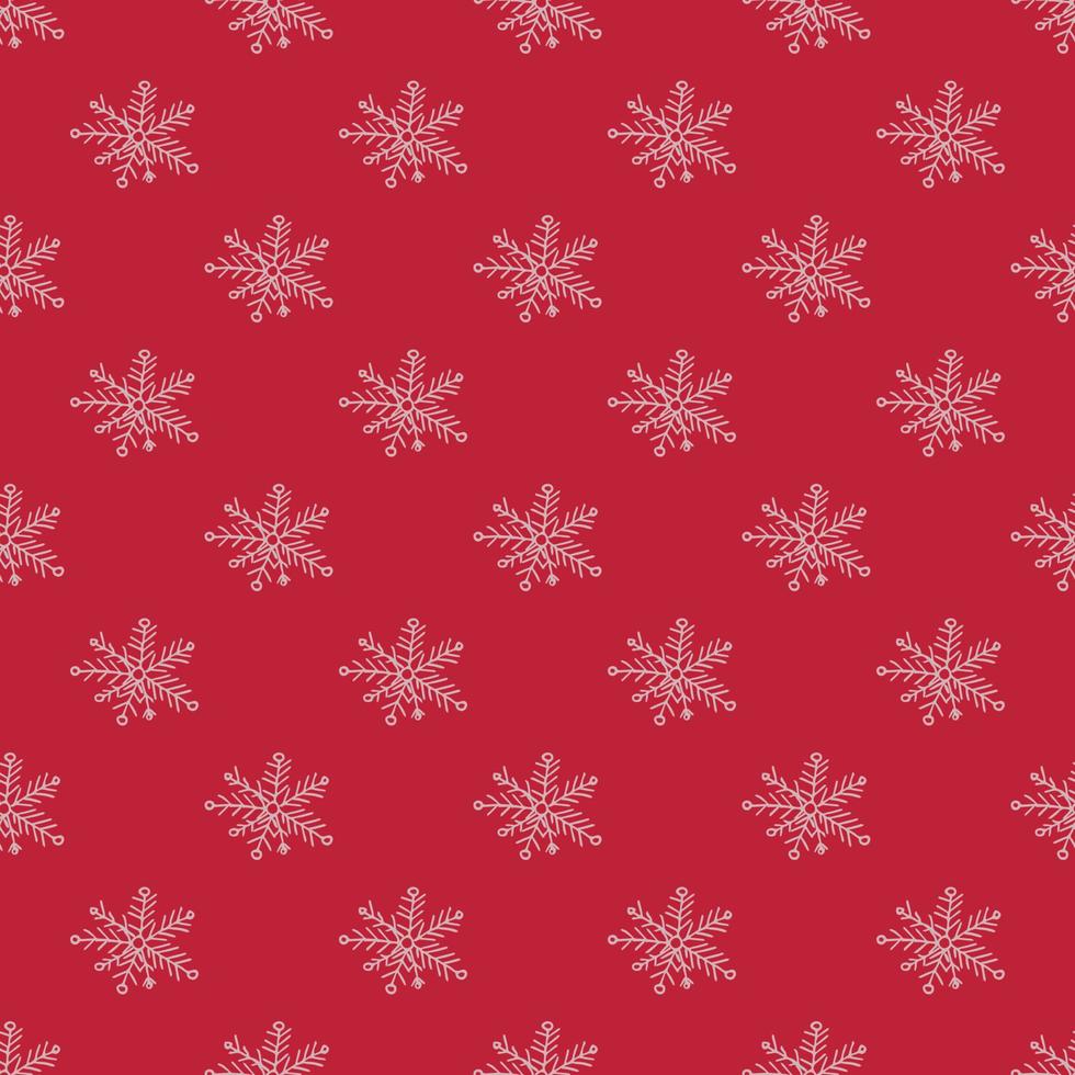 röda sömlösa mönster med vita snöflingor vektor