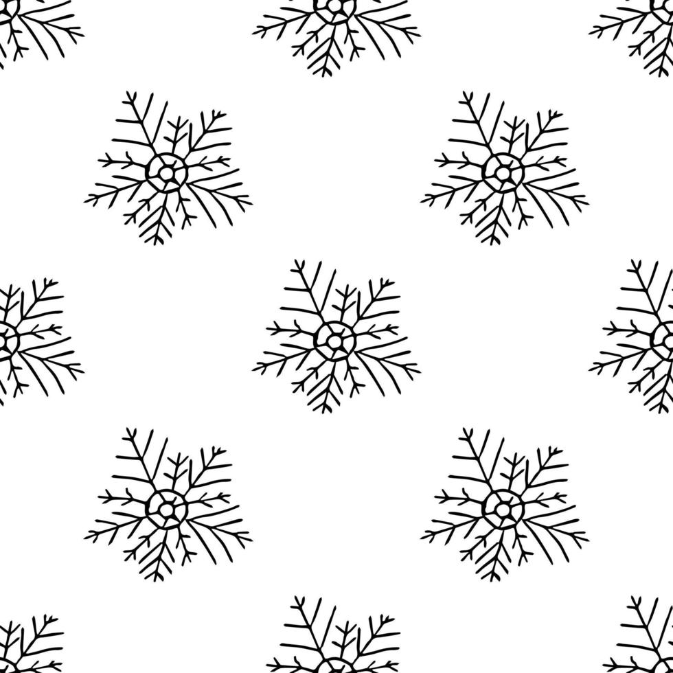 nahtloses Muster mit Schneeflocken auf weißem Hintergrund vektor