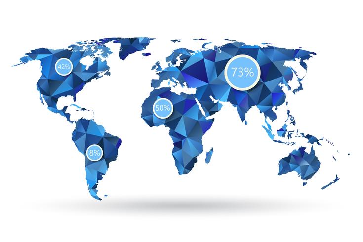 Polygonale Weltkarte mit Infografik-Elementen vektor