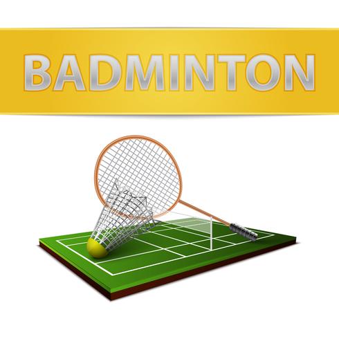 Badminton-Federball und Schlägeremblem vektor